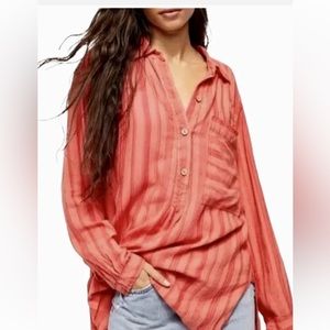 We the Free Women’s Long Sleeve 3/4 Button down shirt in Coral